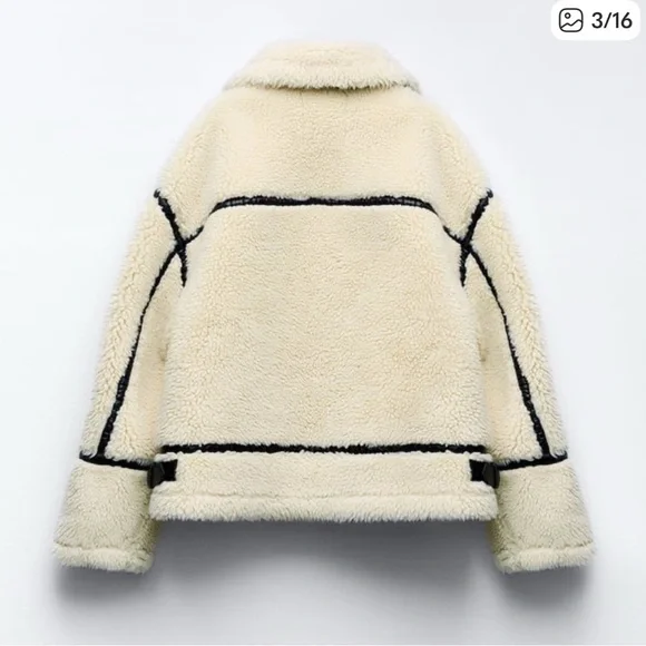 NWT ZARA SHEARLING BIKER JACKET SIZE SMALL - Picture 9 of 12